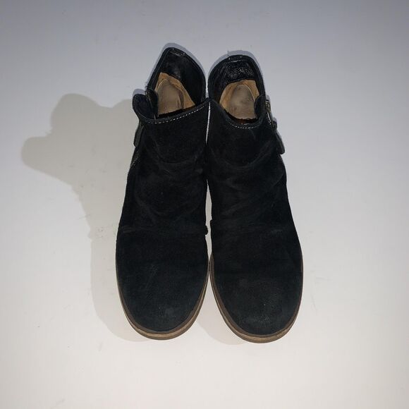 Sofft Boots Womens Size 8.5 Black Suede Ankle Zip Ruched Low Heel Booties SF0053 - Picture 4 of 9